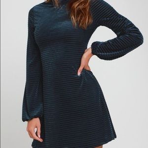 lulu’s velvet long sleeve navy dress